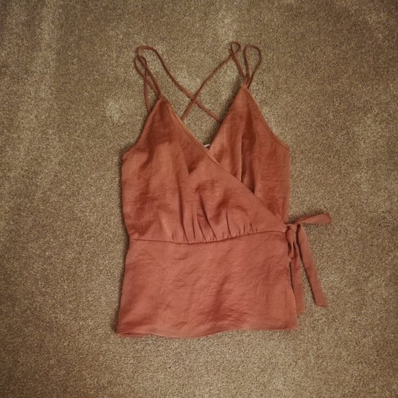 Mauve Wrap Tank Top with Bow - Picture 1 of 6